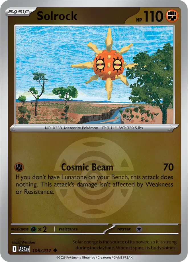Solrock (Dusk Ball) 106  - Reverse Holofoil ME Ascended Heroes - Uncommon