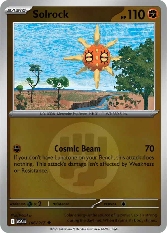 Solrock (Energy Symbol Pattern) 106  - Reverse Holofoil ME Ascended Heroes - Uncommon