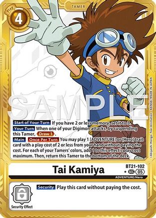 Tai Kamiya (Gold Border) (BT21-102) - Advanced Booster Digimon Generation Foil