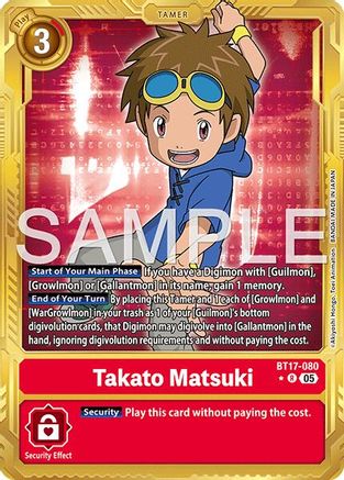 Takato Matsuki (Gold Border) (BT17-080) - Advanced Booster Digimon Generation Foil
