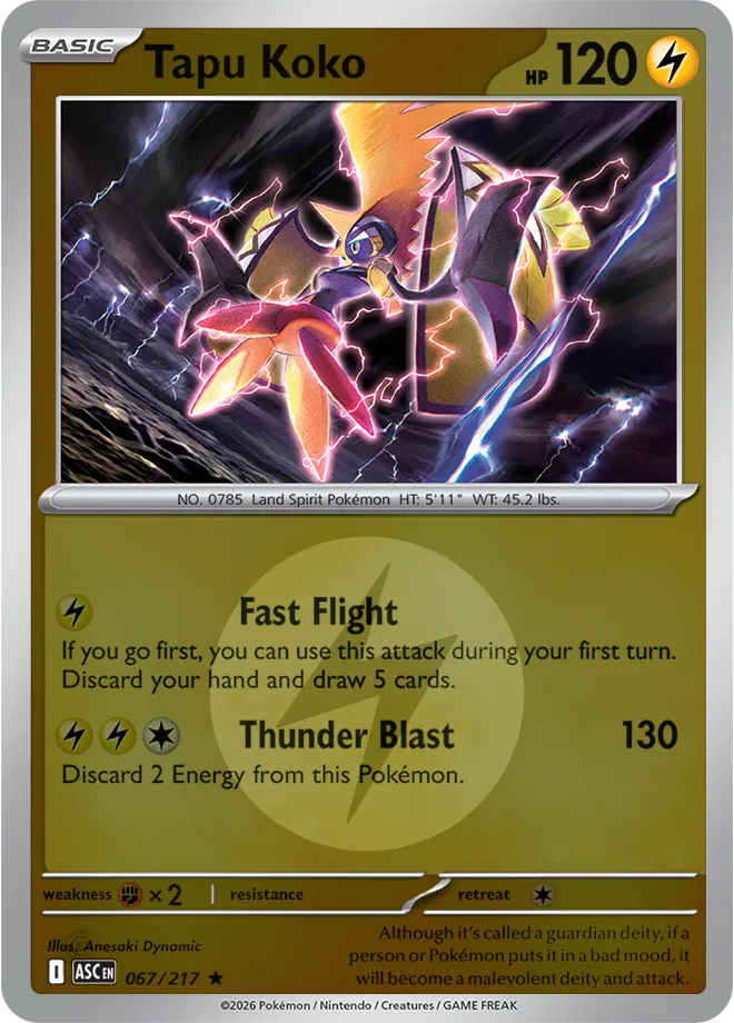 Tapu Koko (Quick Ball) 067  - Reverse Holofoil ME Ascended Heroes - Rare