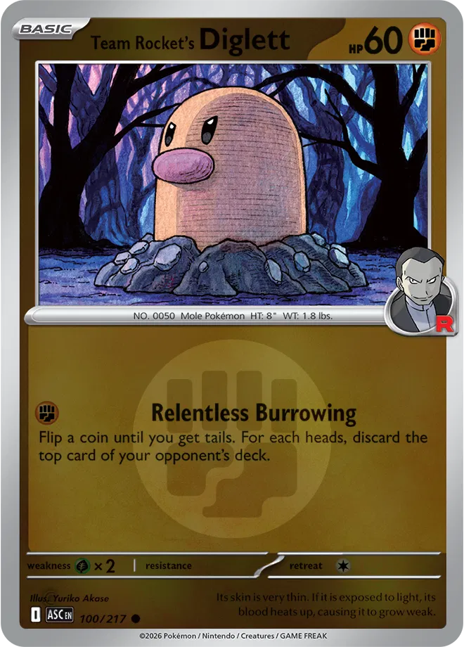 Team Rocket's Diglett (Energy Symbol Pattern) 100  - Reverse Holofoil ME Ascended Heroes - Common