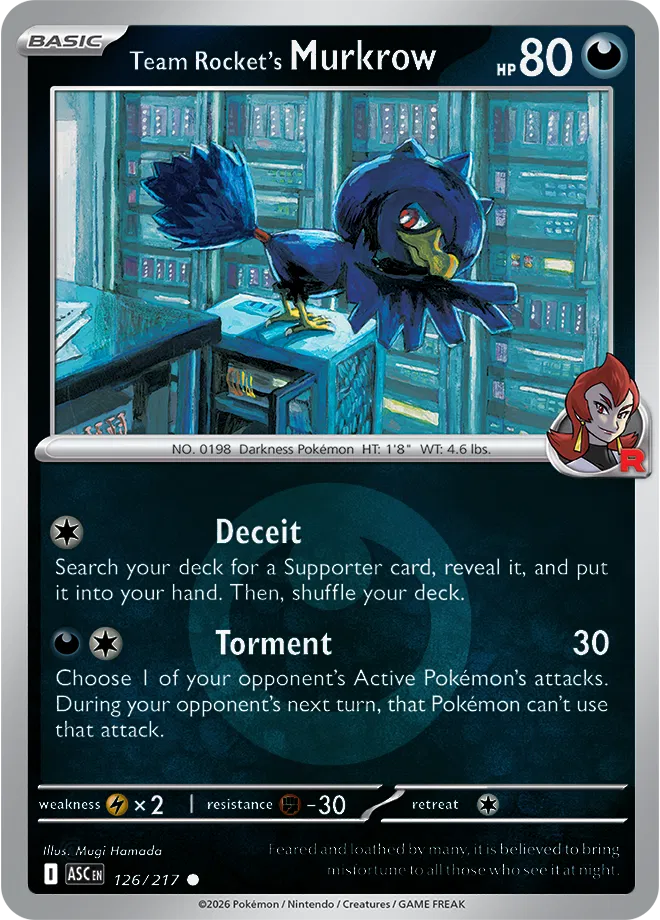 Team Rocket's Murkrow (Energy Symbol Pattern) 126  - Reverse Holofoil ME Ascended Heroes - Common