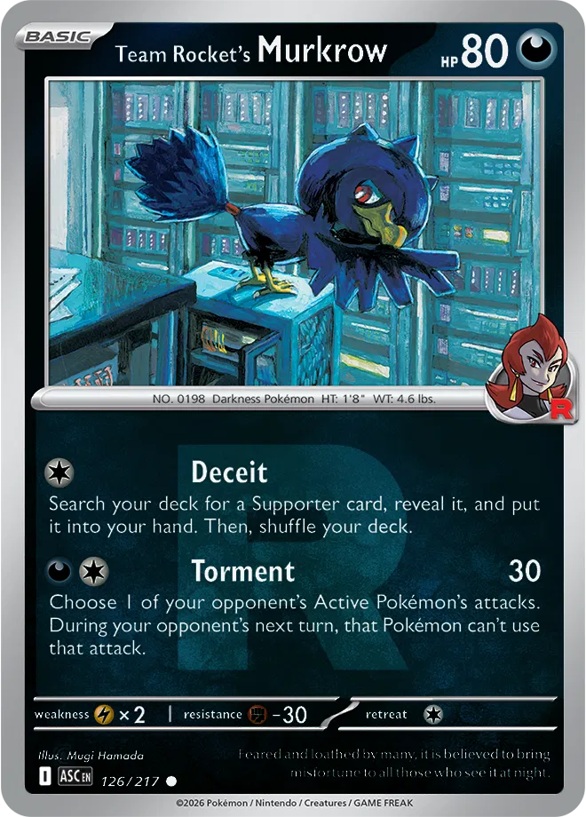 Team Rocket's Murkrow (Team Rocket) 126  - Reverse Holofoil ME Ascended Heroes - Common