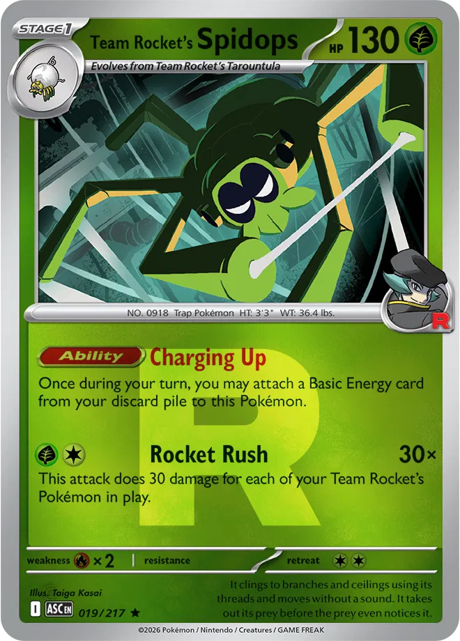 Team Rocket's Spidops (Team Rocket) 019  - Reverse Holofoil ME Ascended Heroes - Rare