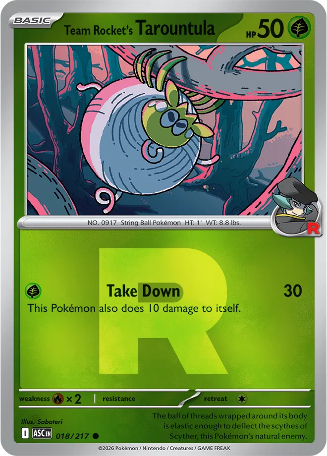 Team Rocket's Tarountula (Team Rocket) (018/217)  - Reverse Holofoil ME Ascended Heroes - Common