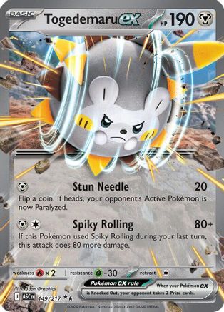 Togedemaru ex 149/217  - Holofoil ME Ascended Heroes - Double Rare