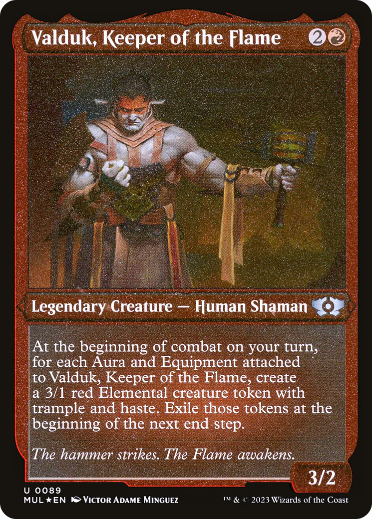 Valduk, Keeper of the Flame (Foil Etched) (MUL-089)  Foil - Multiverse Legends