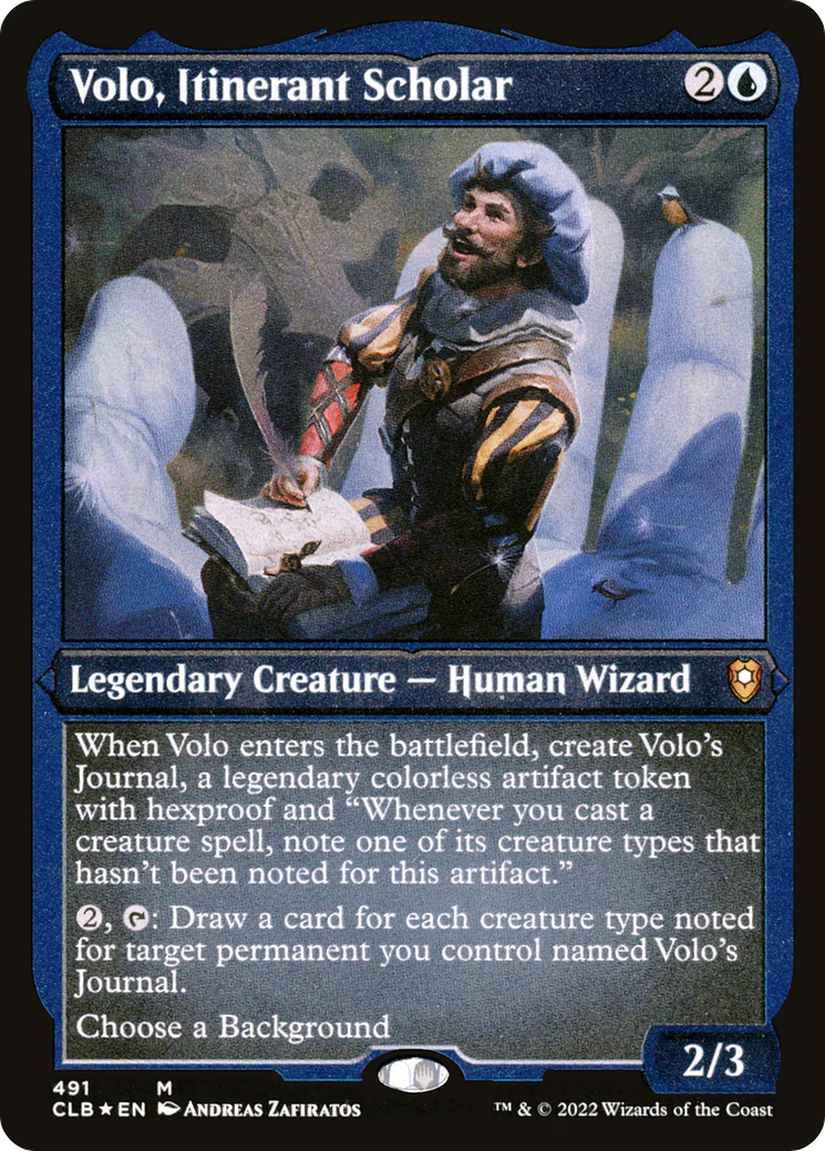Volo, Itinerant Scholar (CLB-491)  Etched Foil - Commander Legends: Battle for Baldur's Gate