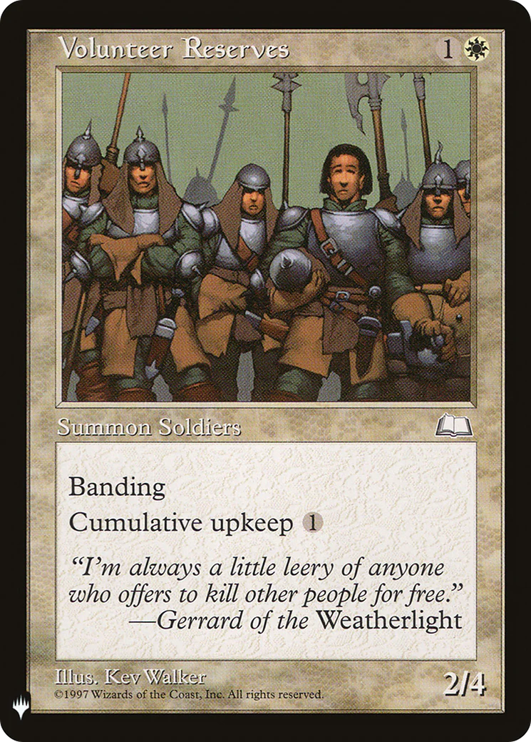 Volunteer Reserves (LIST-WTH-29) - The List