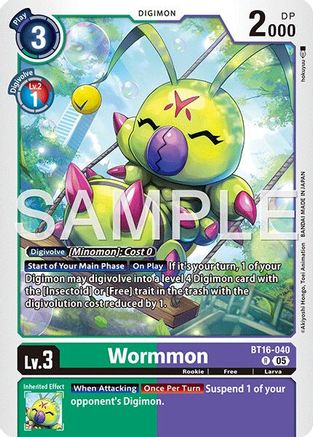 Wormmon - BT16-040 (Reprint) (BT16-040) - Advanced Booster Digimon Generation Foil