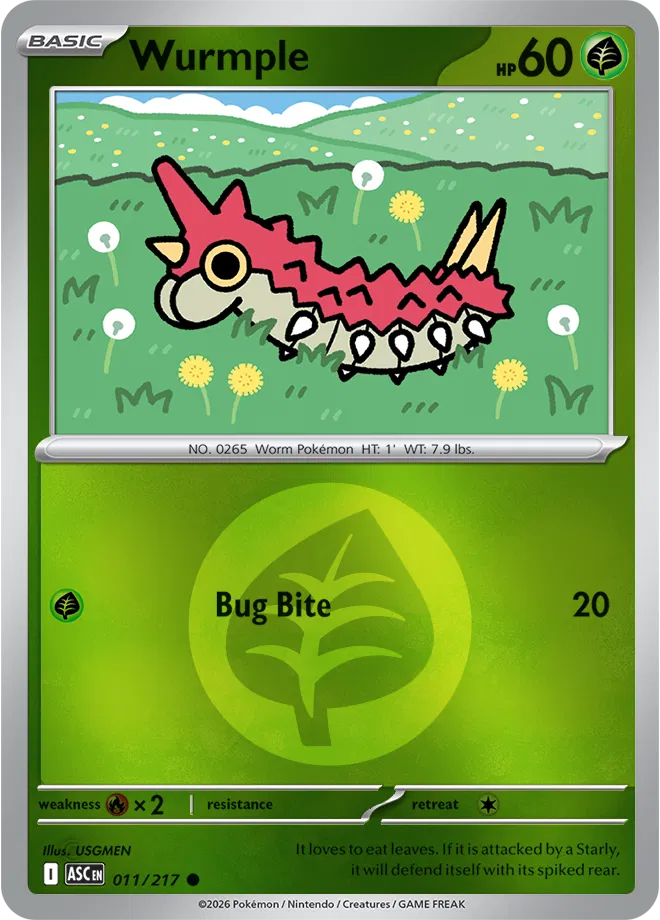 Wurmple (Energy Symbol Pattern) 011  - Reverse Holofoil ME Ascended Heroes - Common