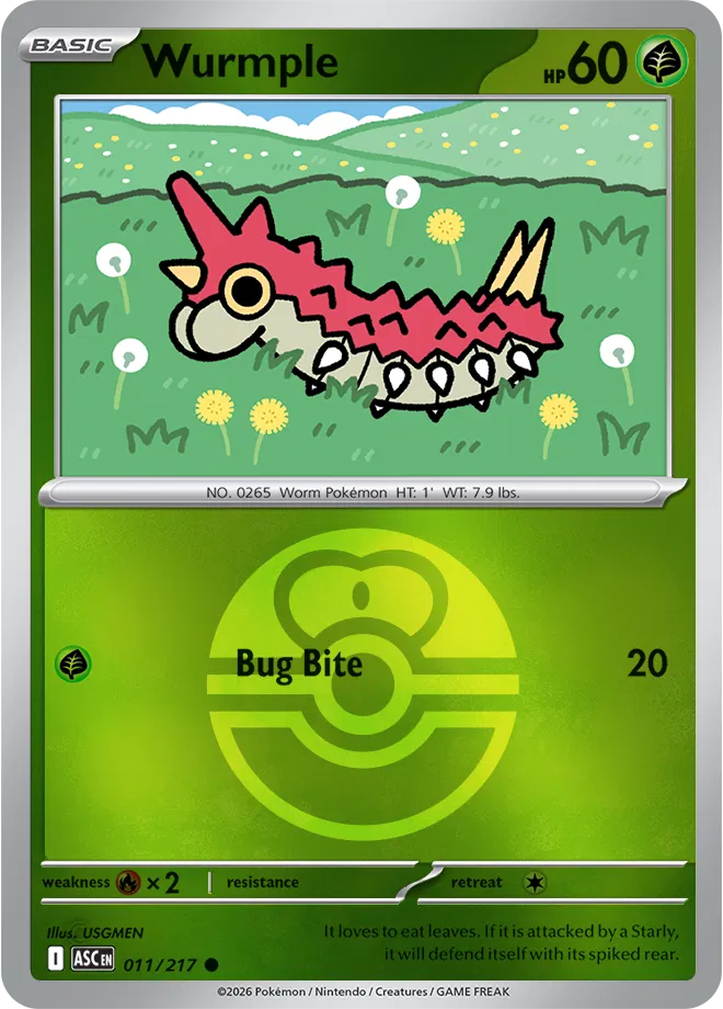 Wurmple (Love Ball) 011  - Reverse Holofoil ME Ascended Heroes - Common
